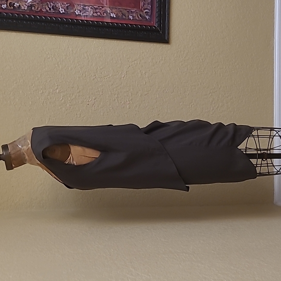 Womens OAK NYC Draped Open Back Layered Shirt Dress Crepe Green Size 1 Small - Picture 4 of 7